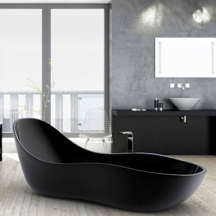 Lakeret fritstående badekar, moderne design, Wave Viadurini
