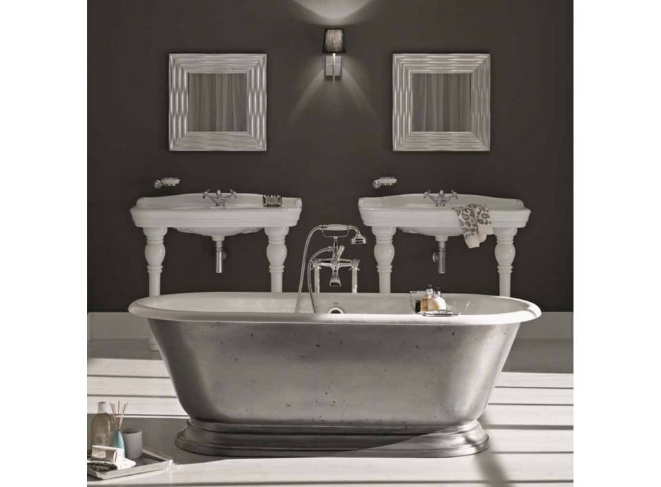 Badekar i designer badeværelse med støbejern Pierce gloss finish Viadurini