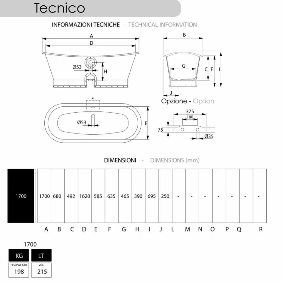 Støbejern badekar udadvendt klædt i Henry kobber Viadurini
