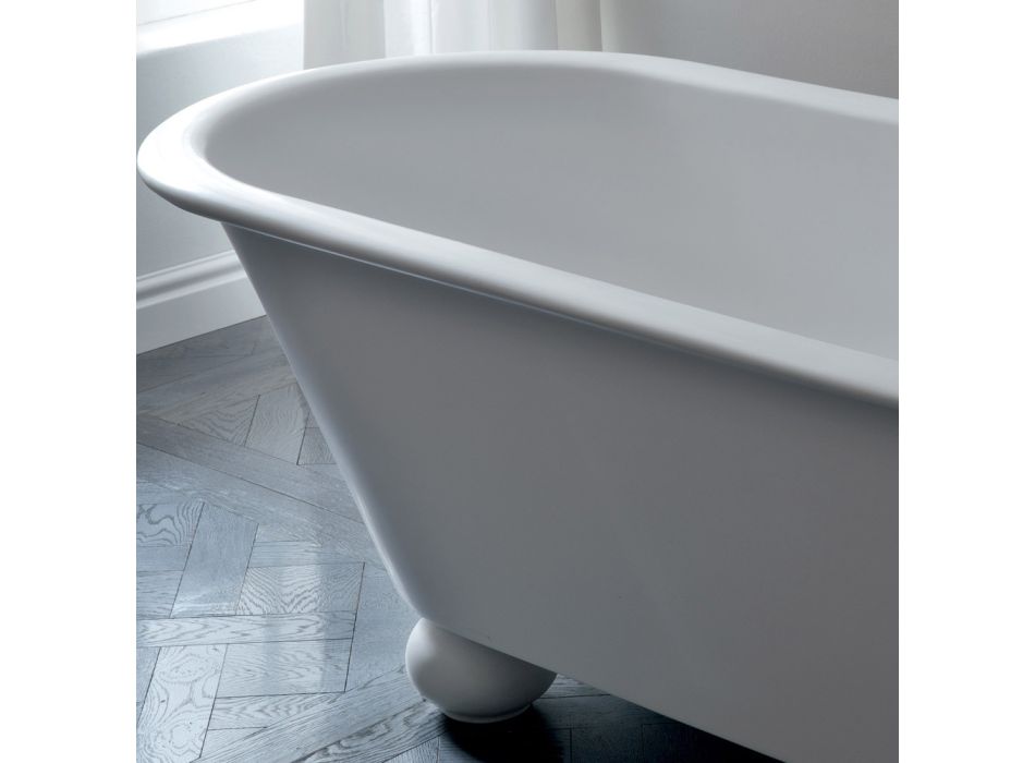 Mat Hvid Solid Overflade badekar med fødder - grader Viadurini