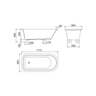 Mat Hvid Solid Overflade badekar med fødder - grader Viadurini