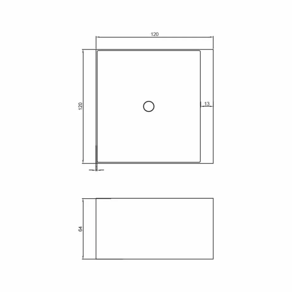 Fritstående kvadratisk badekar lavet i Italien Argentera design Viadurini