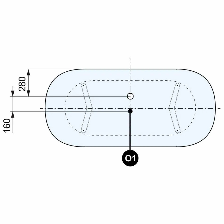 Design fritstående bad, fødder i chrome finish - gratis Viadurini