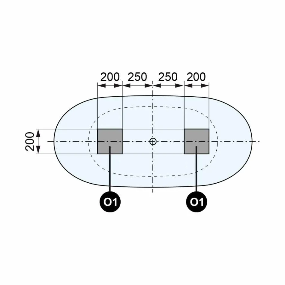 Fritstående badekar, fremstillet i Italien, i fast overflade - flow Viadurini