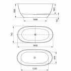 Fritstående badekar, fremstillet i Italien, i fast overflade - flow Viadurini