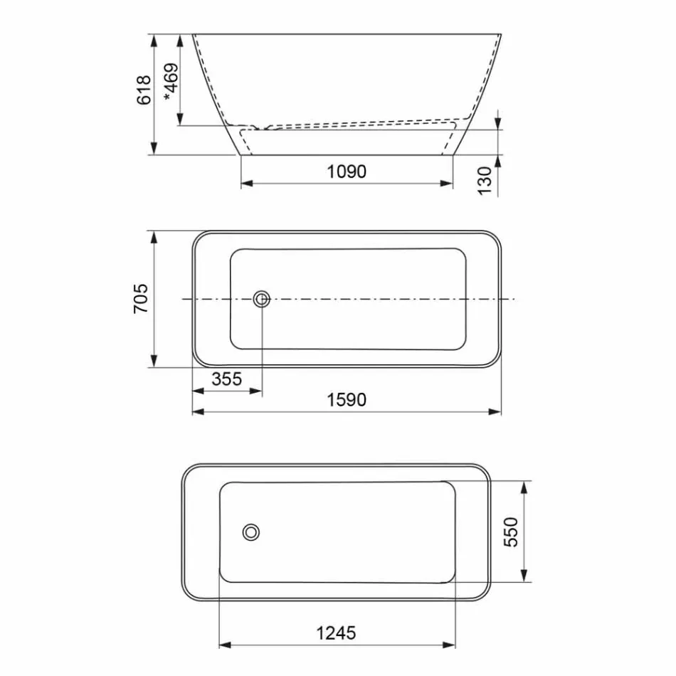 Fritstående Moderne Design Badeværelse Glat Hvid eller Matt - Ansigt Viadurini