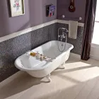 Vintage fritstående designbadekar i hvidt støbejern, fremstillet i Italien - Marwa Viadurini