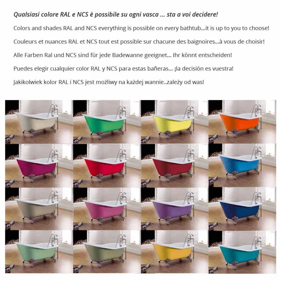 Fritstående badekar i støbejern med originale design Cox Viadurini