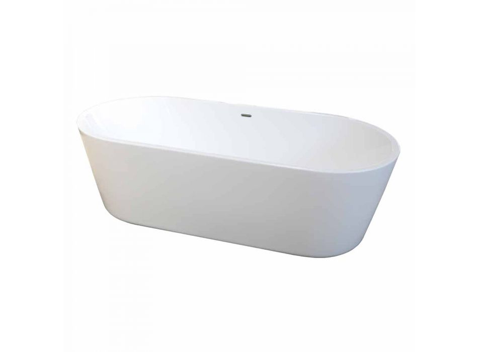 moderne fritstående badekar i hvid akryl 1675x780mm Nicole2 Lille Viadurini