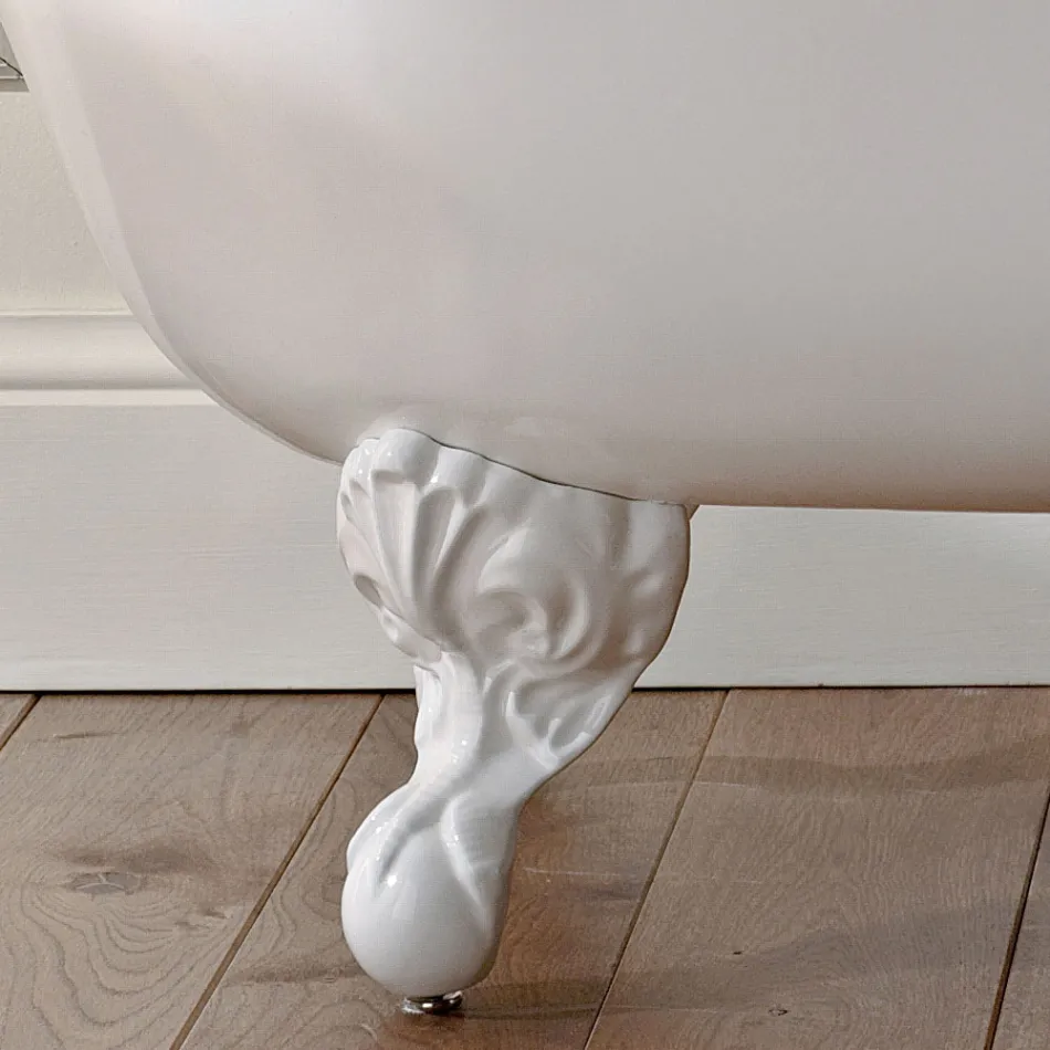 Vintage fritstående badekar i hvidt støbejern fremstillet i Italien - Paulina Viadurini