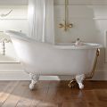 Vintage fritstående badekar i hvidt støbejern fremstillet i Italien - Paulina