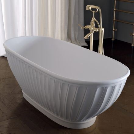 Solid overflade badekar med mat hvid ydre lavet i Italien - Ross Viadurini