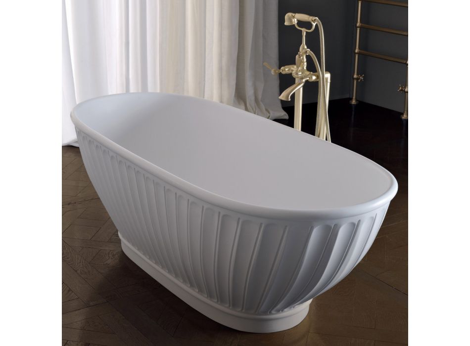 Solid overflade badekar med mat hvid ydre lavet i Italien - Ross Viadurini