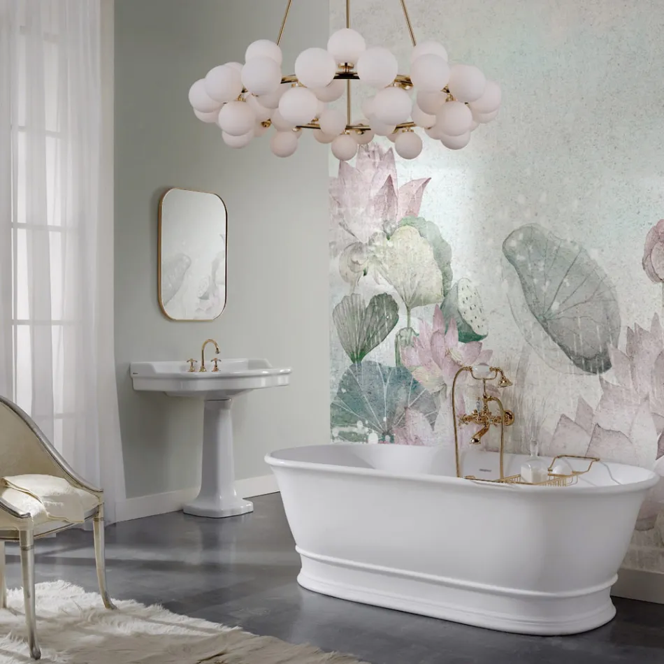 Solid overflade badekar med integreret overløb Lavet i Italien - Aurelio Viadurini