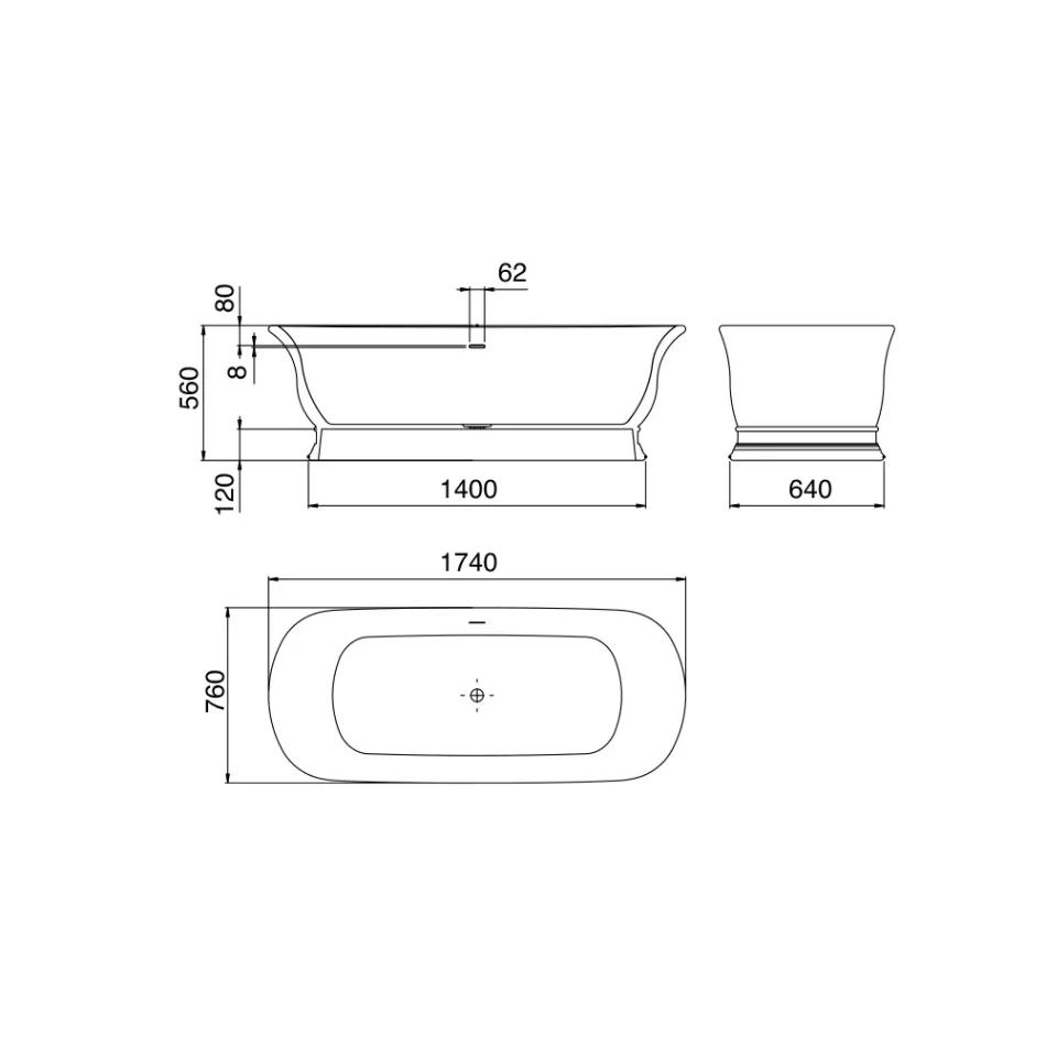 Solid overflade badekar med integreret overløb Lavet i Italien - Aurelio Viadurini