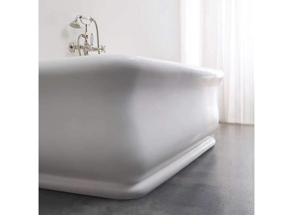 Rektangulært solidt overflade badekar med bløde hjørner lavet i Italien - Fulvio Viadurini