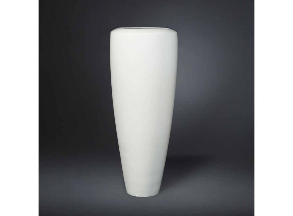 Høj håndværksvase i mathvid keramik fremstillet i Italien - Capuano Viadurini