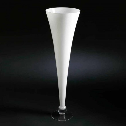 Høj indendørs vase i hvidt og gennemsigtigt glas fremstillet i Italien - Clodino Viadurini