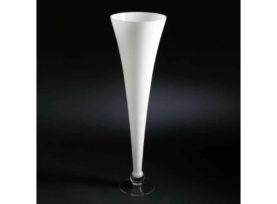 Høj indendørs vase i hvidt og gennemsigtigt glas fremstillet i Italien - Clodino Viadurini