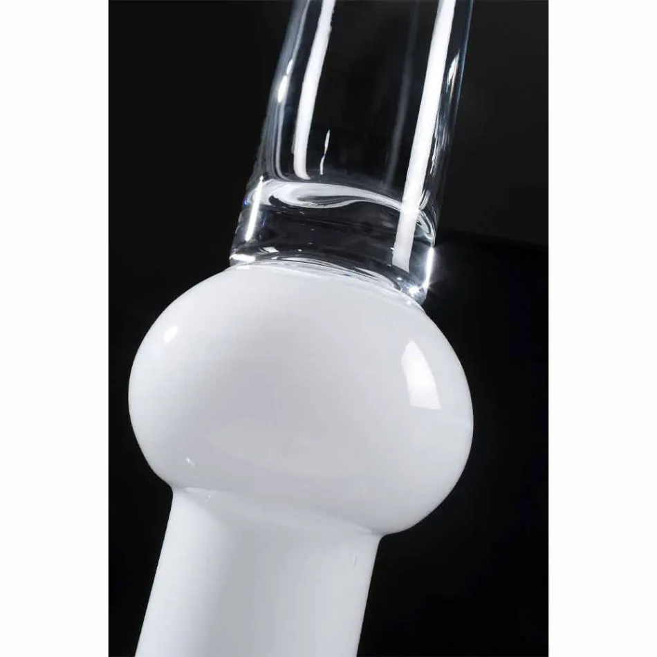 Høj indendørs vase i gennemsigtigt og hvidt glas fremstillet i Italien - Ludovico Viadurini