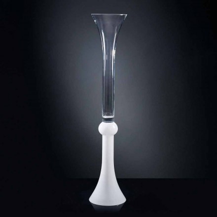 Høj indendørs vase i gennemsigtigt og hvidt glas fremstillet i Italien - Ludovico Viadurini