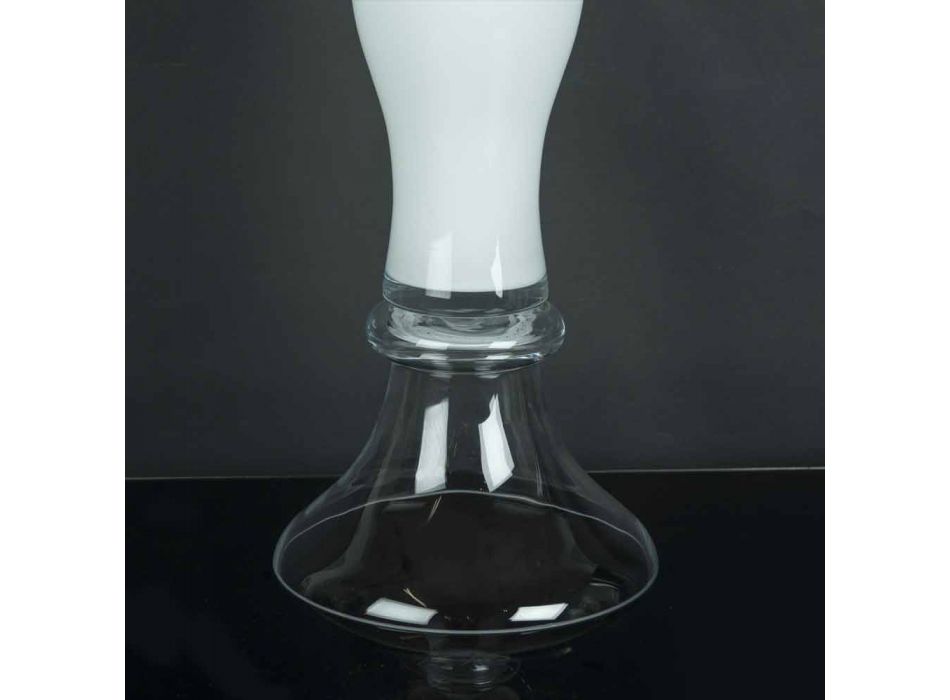Høj dekorativ vase i gennemsigtigt og hvidt glas fremstillet i Italien - Gondo Viadurini