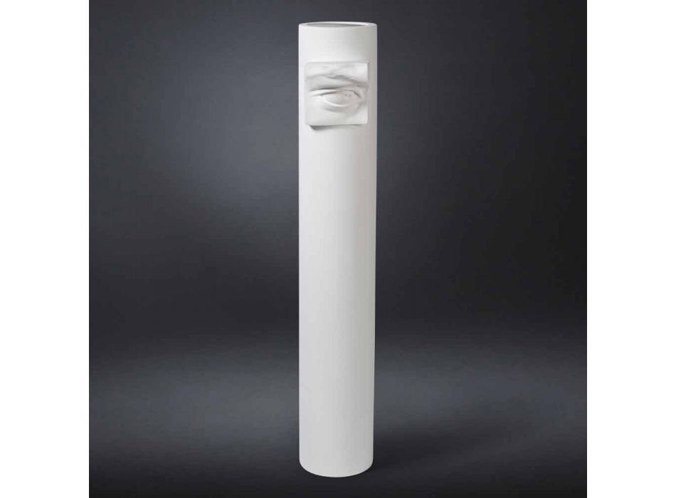 Høj vase i hvid keramik med farvet detalje fremstillet i Italien - Monte Viadurini