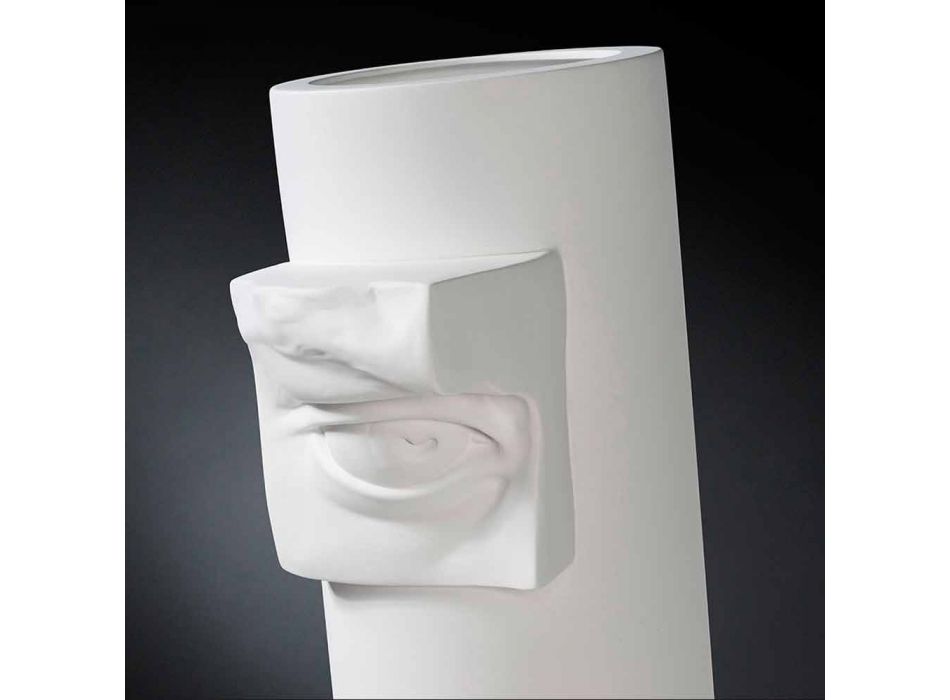 Høj vase i hvid keramik med farvet detalje fremstillet i Italien - Monte Viadurini