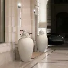 Høj hvid keramisk vase med dekoreret spids Håndlavet i Italien - Verio Viadurini