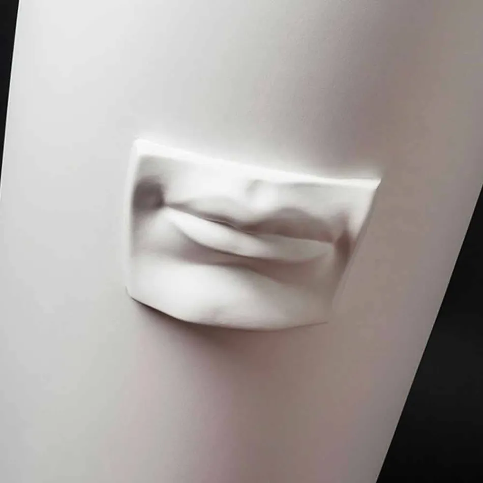 Høj vase i hvid keramik håndlavet med Made in Italy dekoration - Capuano Viadurini