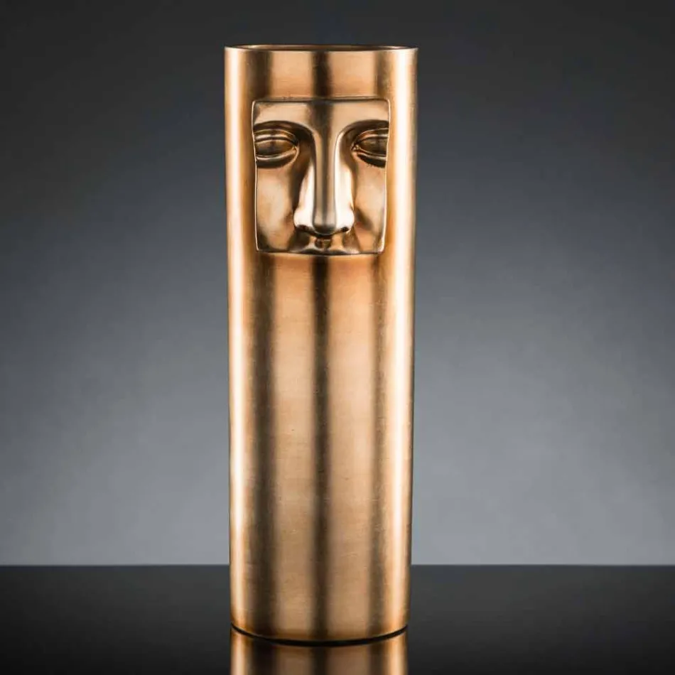 Moderne høj vase i hvid keramik med farvet indsats fremstillet i Italien - Lexi Viadurini