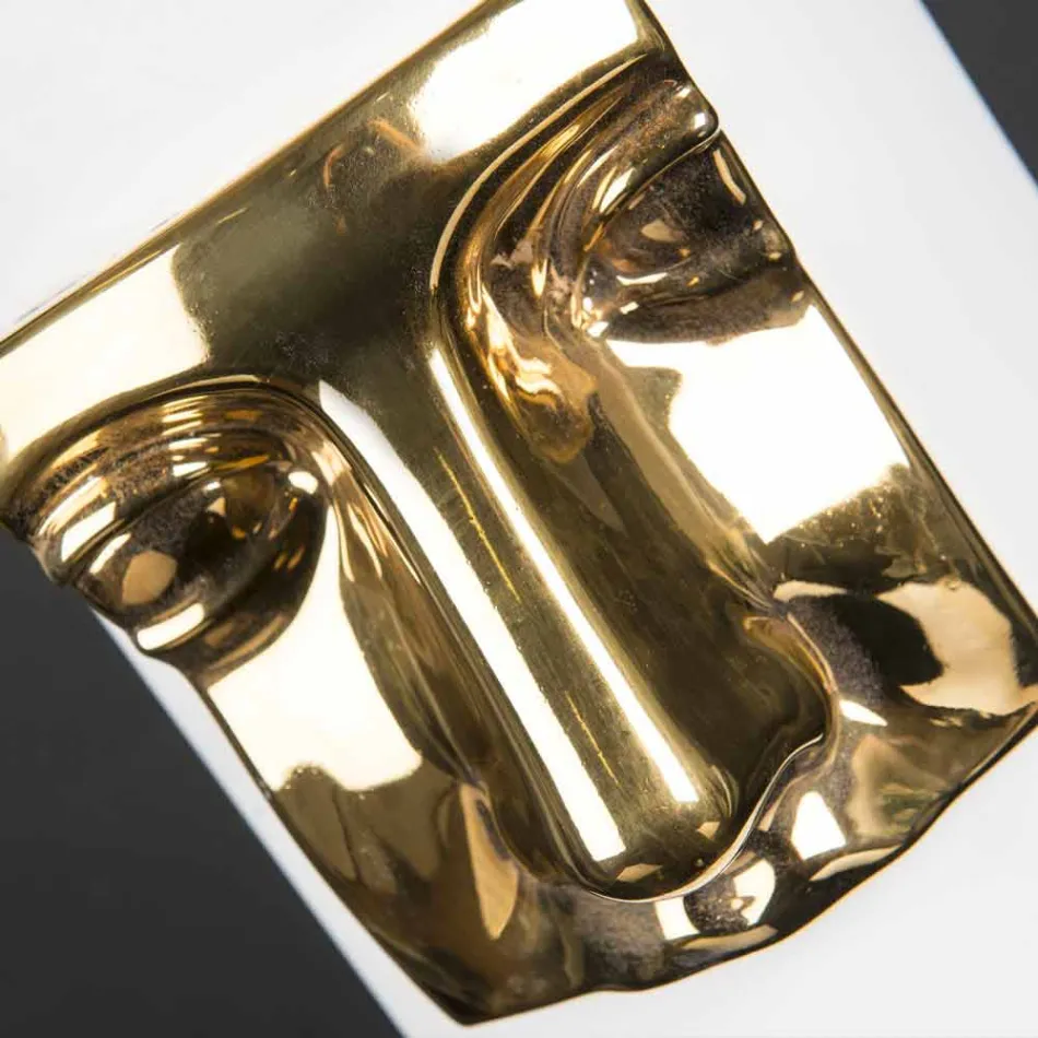 Moderne høj vase i hvid keramik med farvet indsats fremstillet i Italien - Lexi Viadurini