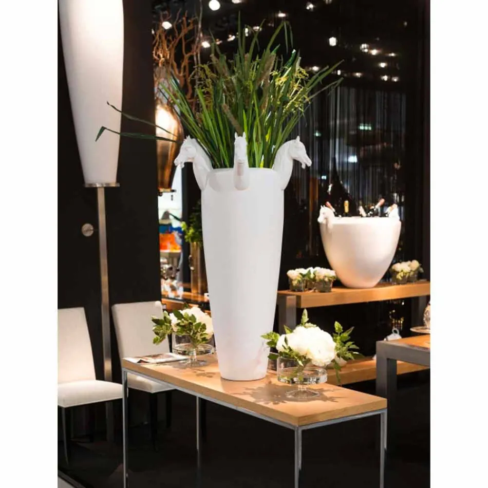 Høj indendørs vase i hvid keramik eller blankt guld Fremstillet i Italien - Jacky Viadurini