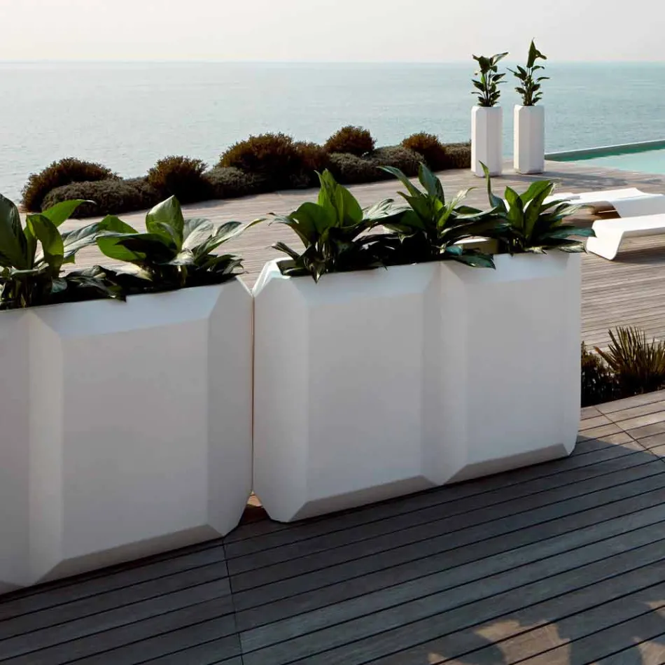 Hvid indendørs eller udendørs vase i plast med 3 størrelser - perle af Myyour Viadurini