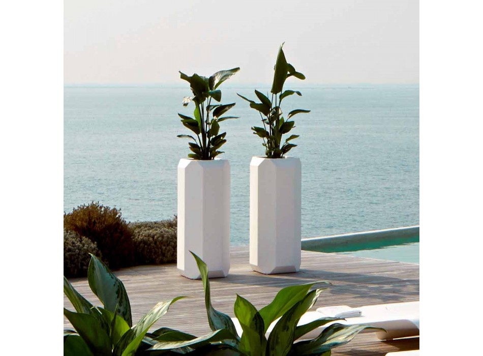 Hvid indendørs eller udendørs vase i plast med 3 størrelser - perle af Myyour Viadurini