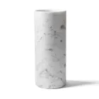 Cylindrisk vase i satin hvid carrara marmor italiensk design - Murillo Viadurini