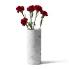 Cylindrisk vase i satin hvid carrara marmor italiensk design - Murillo Viadurini