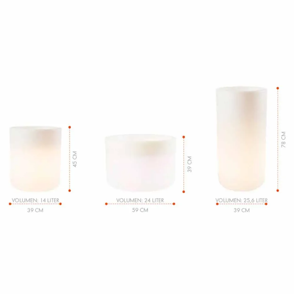 Vase med solbelysning eller LED-design til indendørs eller udendørs - Cilindrostar Viadurini