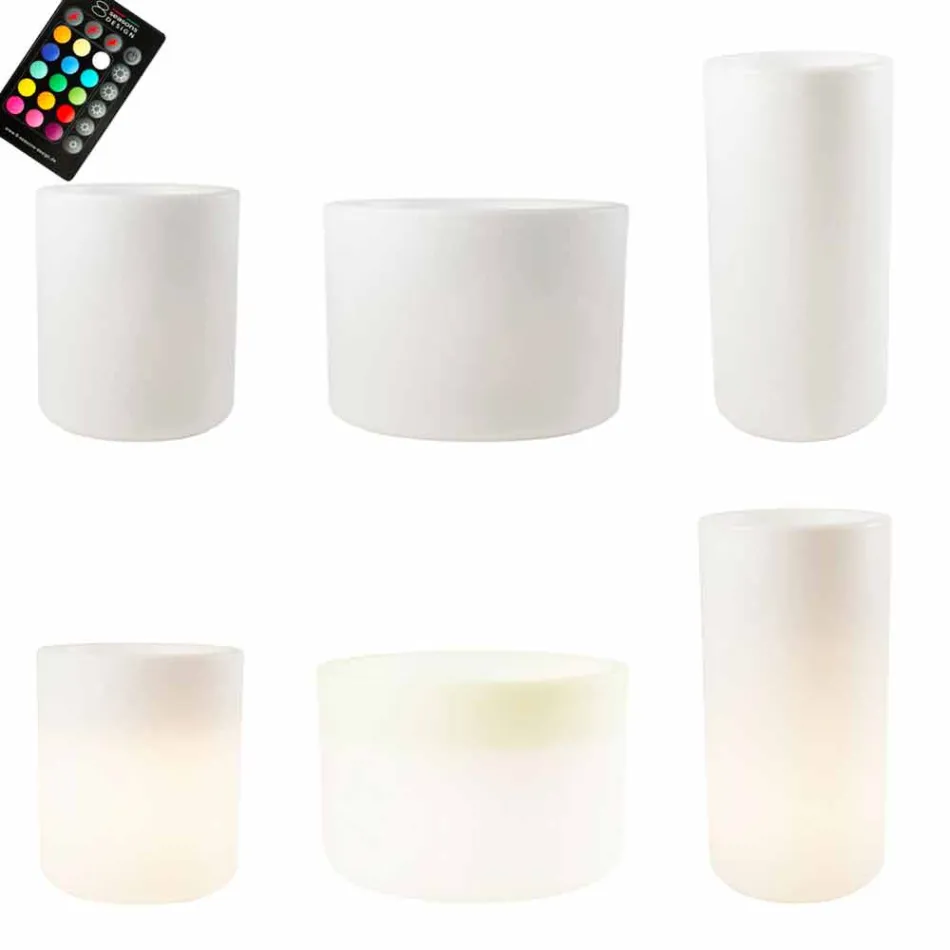 Vase med solbelysning eller LED-design til indendørs eller udendørs - Cilindrostar Viadurini