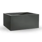 Rektangulær farvet polyethylen udendørs vase lavet i Italien - grå Viadurini