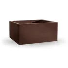 Rektangulær farvet polyethylen udendørs vase lavet i Italien - grå Viadurini