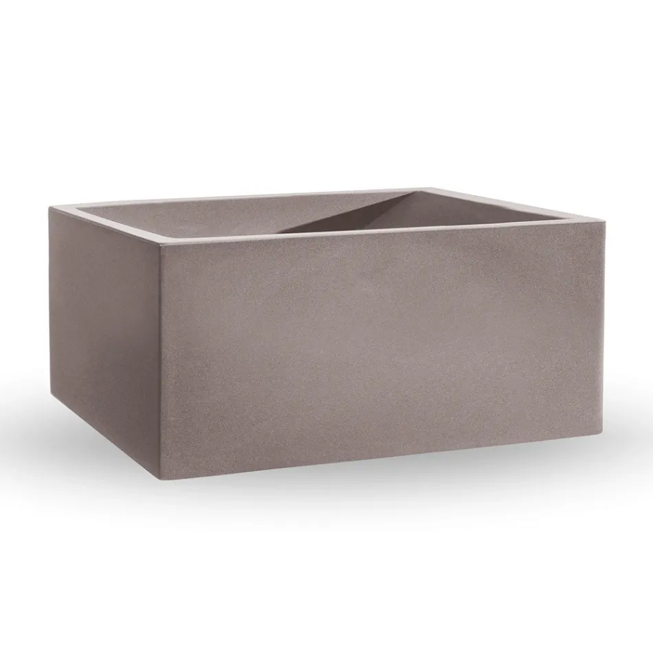 Rektangulær farvet polyethylen udendørs vase lavet i Italien - grå Viadurini