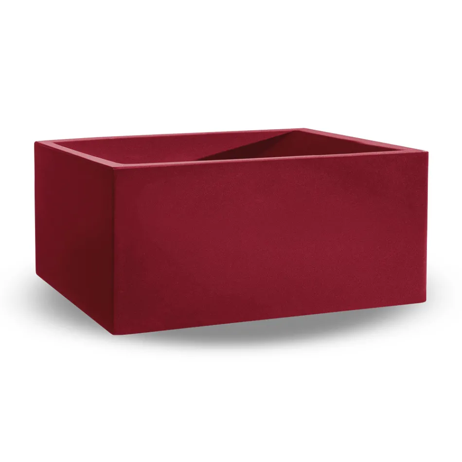 Rektangulær farvet polyethylen udendørs vase lavet i Italien - grå Viadurini