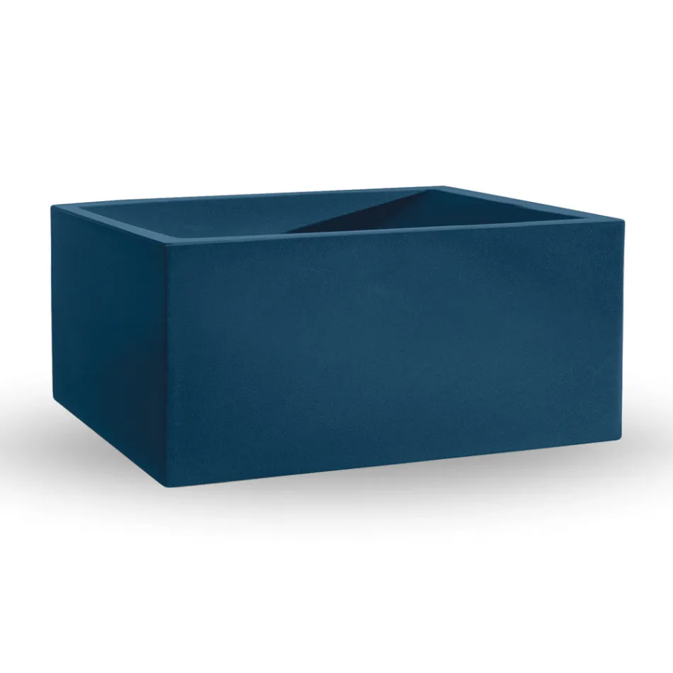 Rektangulær farvet polyethylen udendørs vase lavet i Italien - grå Viadurini