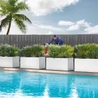 Rektangulær farvet polyethylen udendørs vase lavet i Italien - grå Viadurini