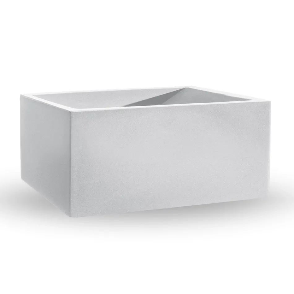 Rektangulær farvet polyethylen udendørs vase lavet i Italien - grå Viadurini
