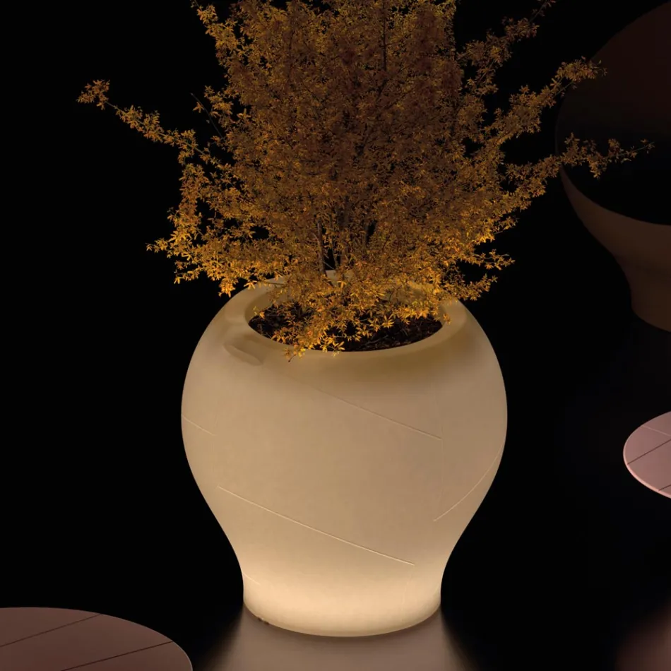 Lysende havevase i alabasterpolyethylen, fremstillet i Italien - Lotus Viadurini