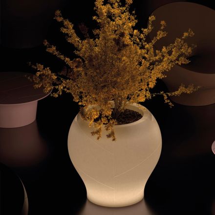 Lysende havevase i alabasterpolyethylen, fremstillet i Italien - Lotus Viadurini
