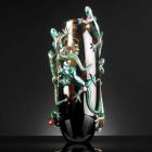 Håndlavet indendørs vase i farvet glas med gekko lavet i Italien - Geco Viadurini