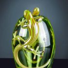 Indendørs vase med farvet glas med geckoer håndlavet i Italien - Geco Viadurini
